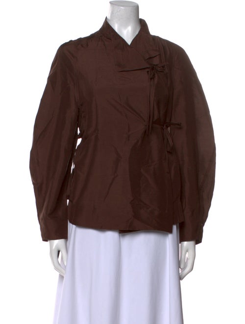 Soeur Silk Long Sleeve Button-Up Top