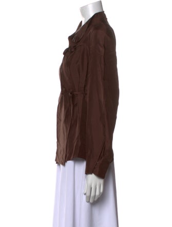 Soeur Silk Long Sleeve Button-Up Top