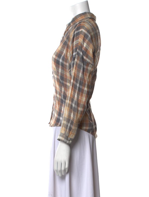 Soeur Plaid Print Long Sleeve Button-Up Top