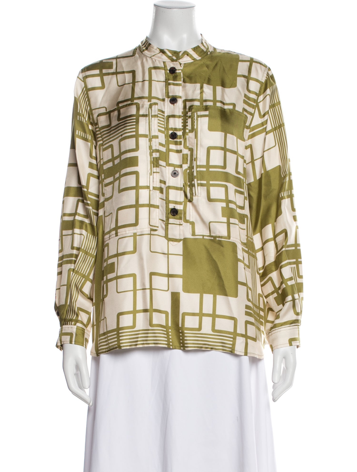 Soeur Silk Printed Button-Up Top