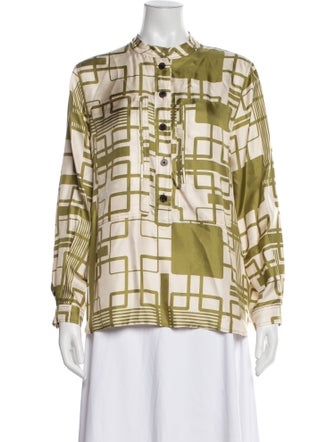 Soeur Silk Printed Button-Up Top