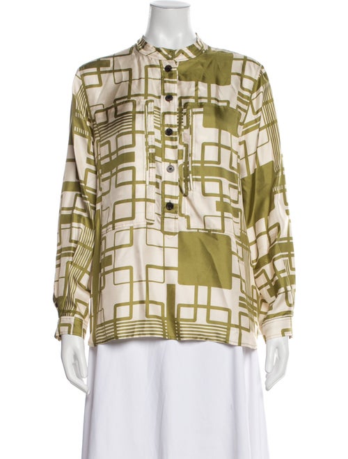 Soeur Silk Printed Button-Up Top