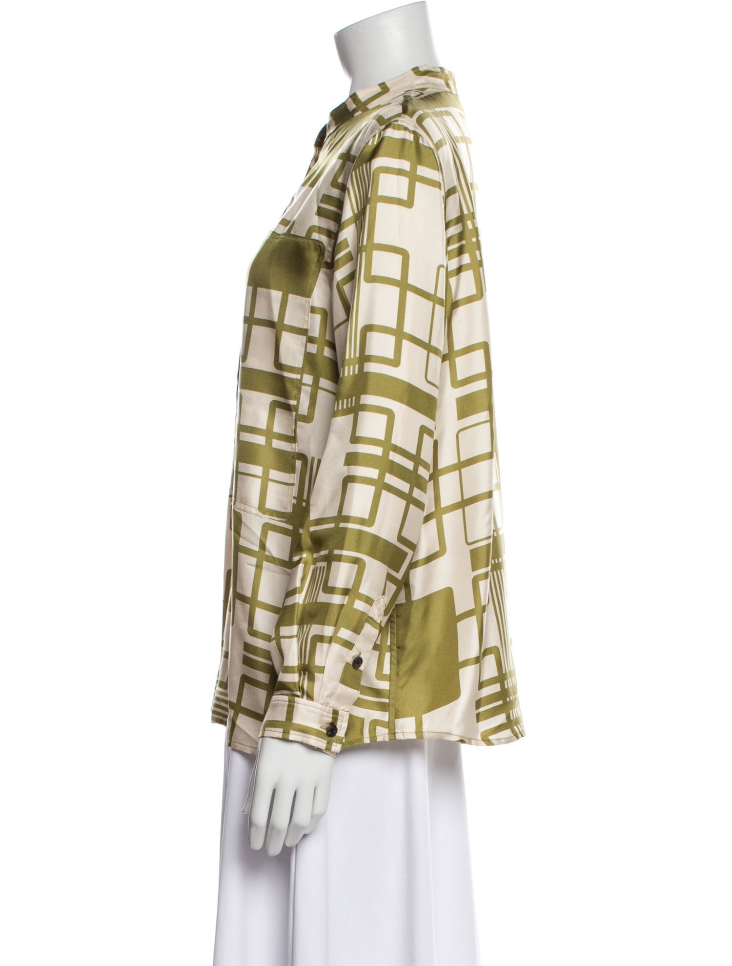 Soeur Silk Printed Button-Up Top