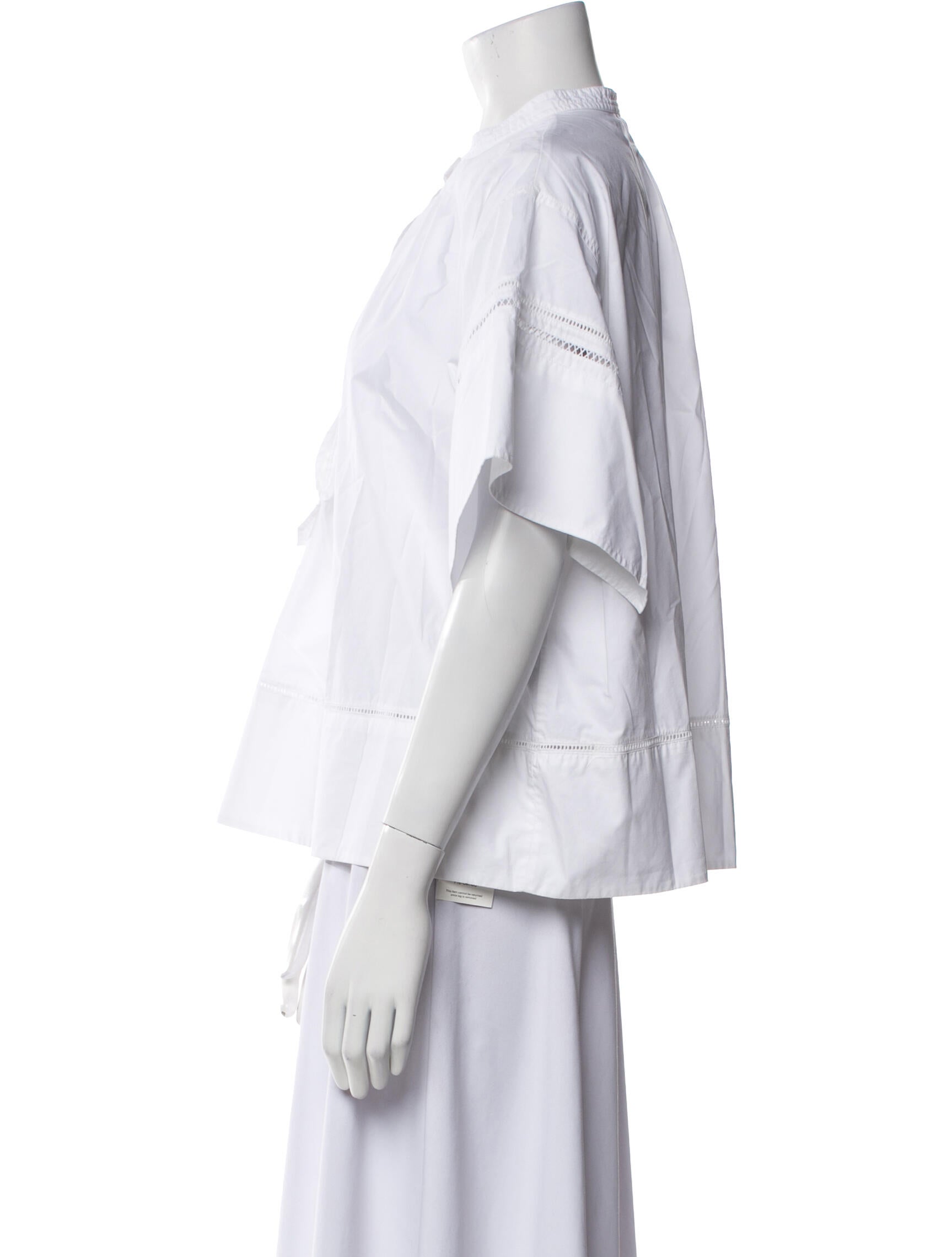 Soeur Mock Neck Three-Quarter Sleeve Button-Up Top