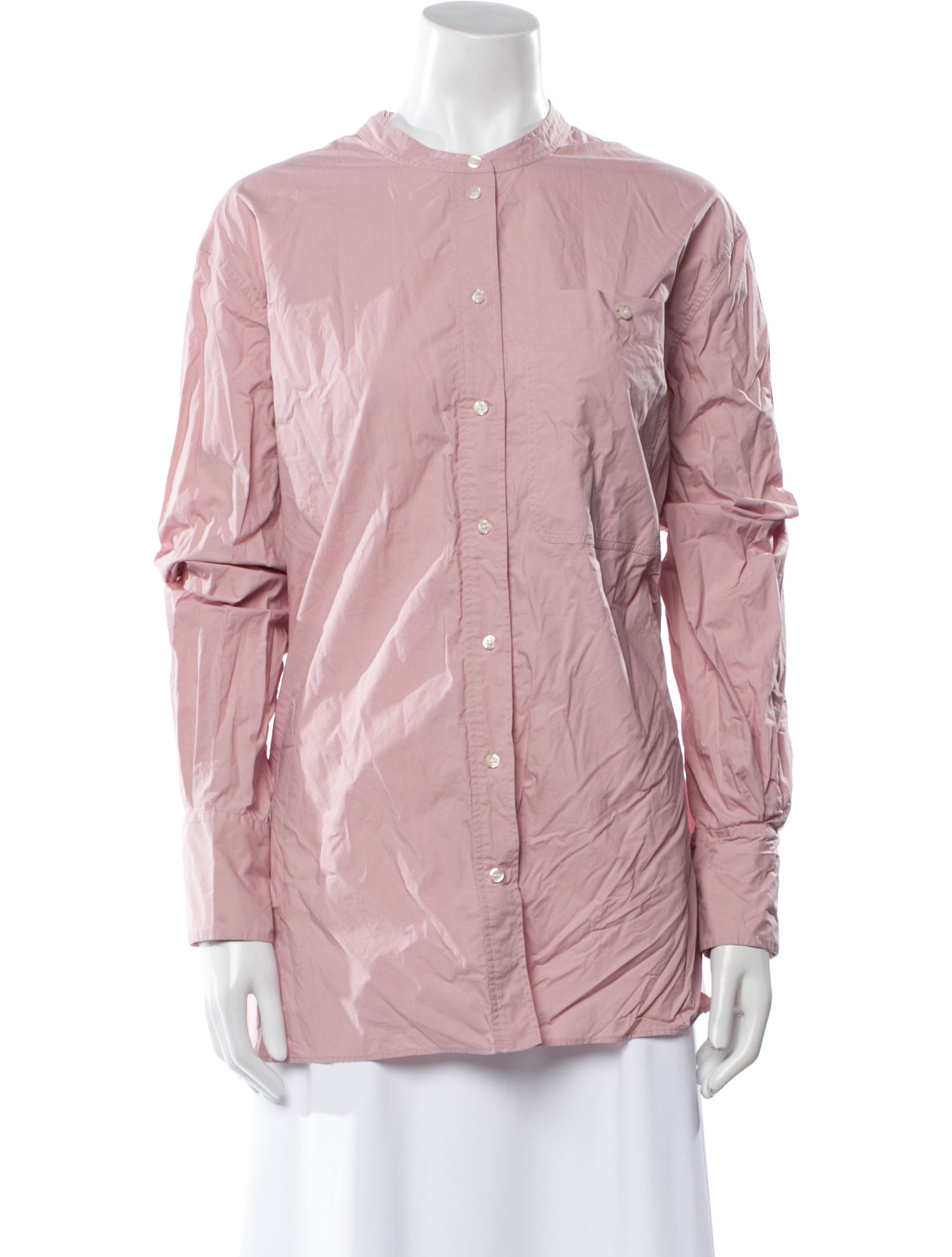 Soeur Mock Neck Long Sleeve Button-Up Top