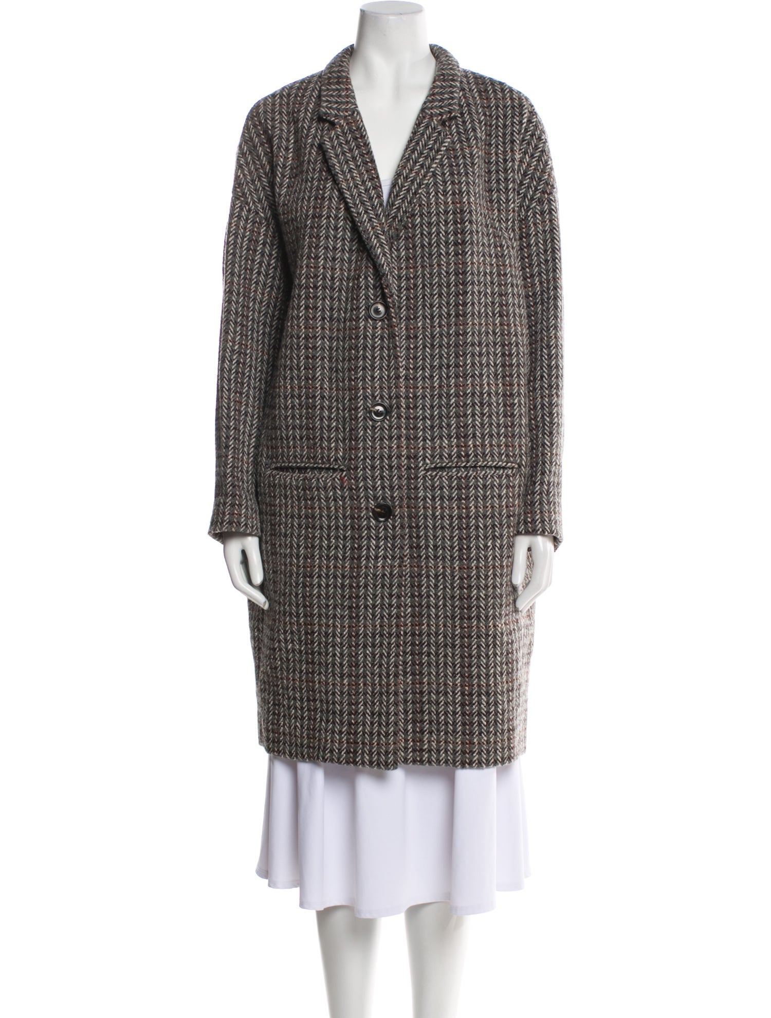 Soeur Wool Tweed Pattern Coat