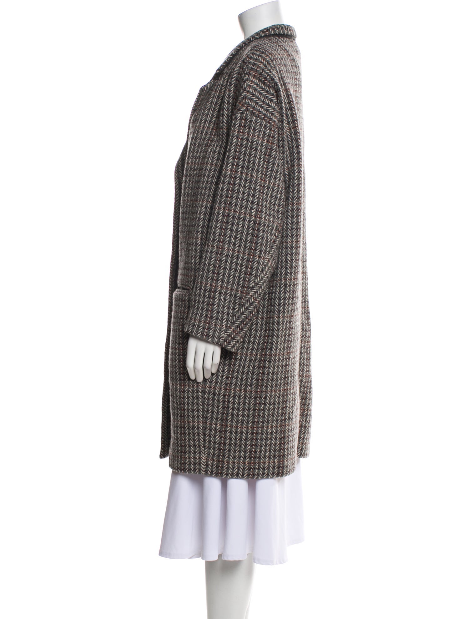 Soeur Wool Tweed Pattern Coat