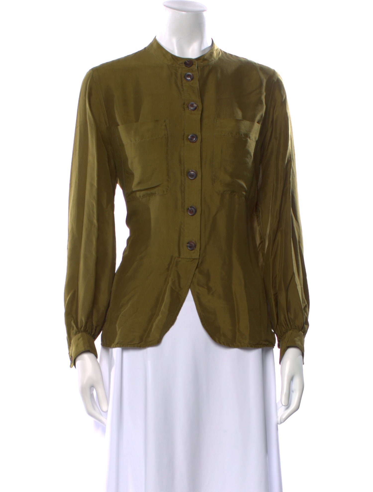 Soeur Silk Crew Neck Button-Up Top