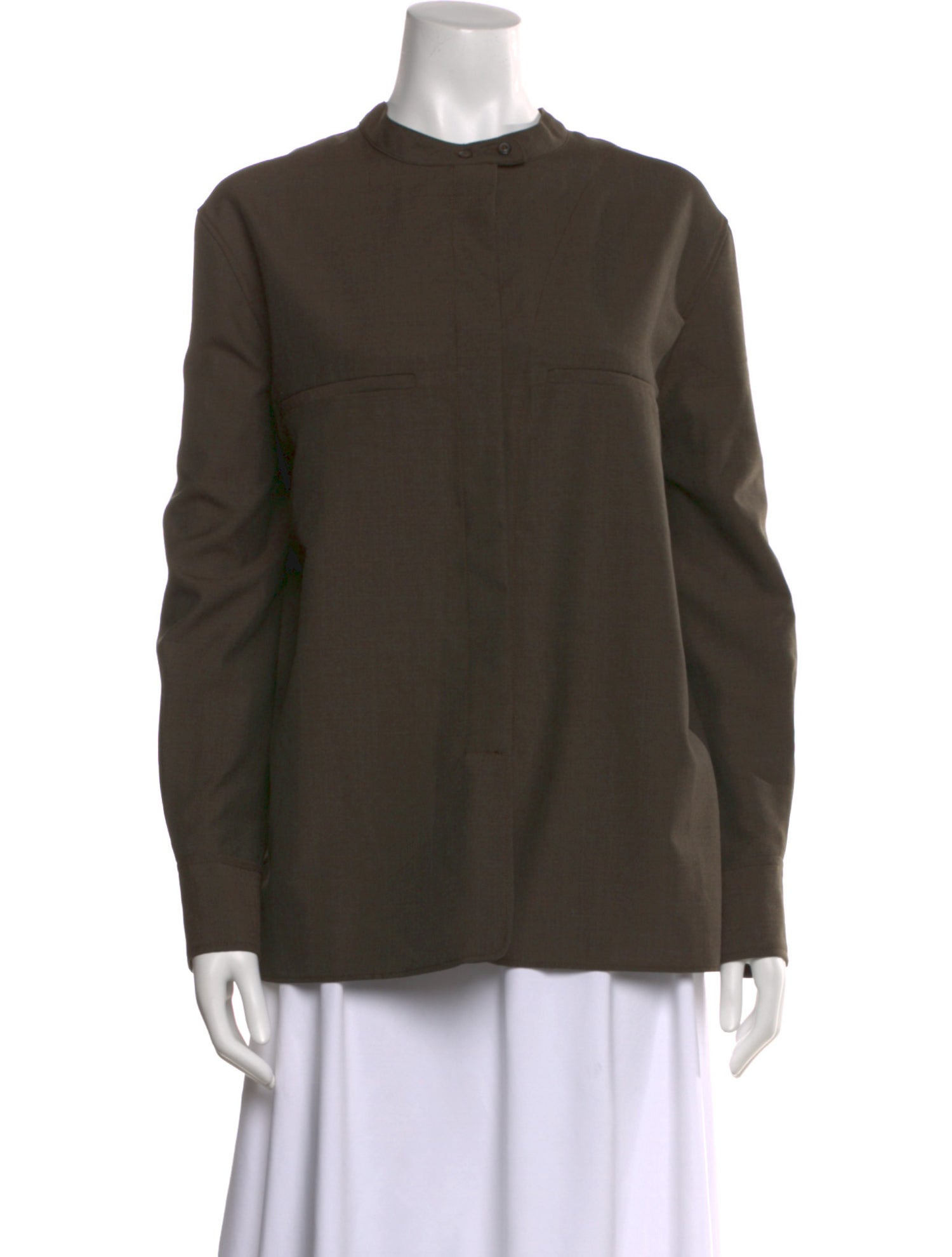 Soeur Mock Neck Long Sleeve Button-Up Top