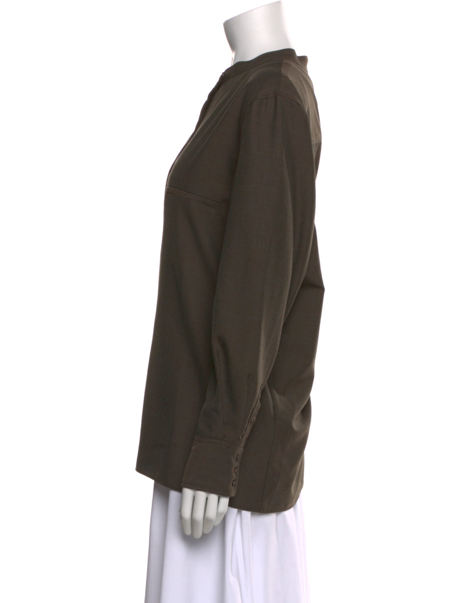 Soeur Mock Neck Long Sleeve Button-Up Top