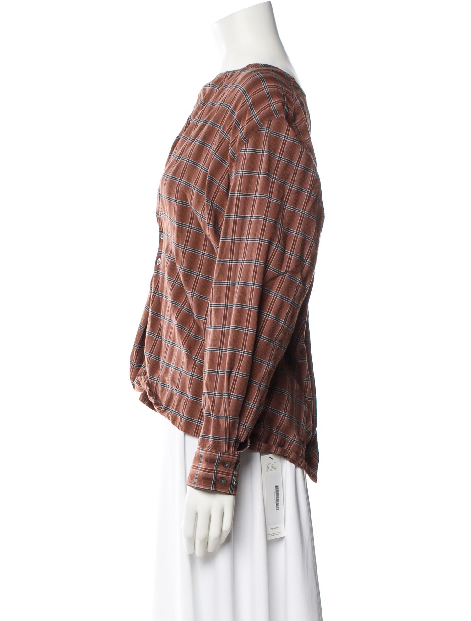 Soeur Plaid Print V-Neck Blouse