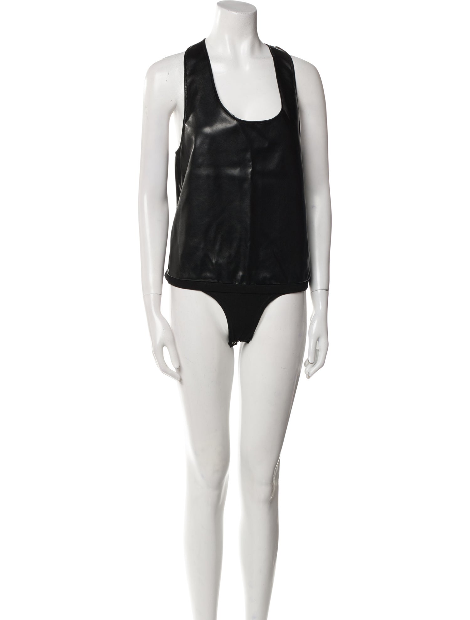SER.O.YA Leather Scoop Neck Bodysuit