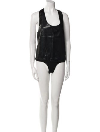 SER.O.YA Leather Scoop Neck Bodysuit