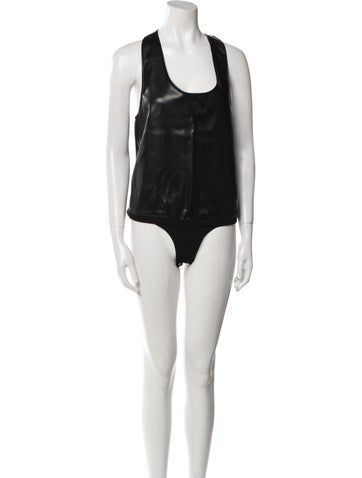 Ser.o.ya Tops Leather Scoop Neck Bodysuit S