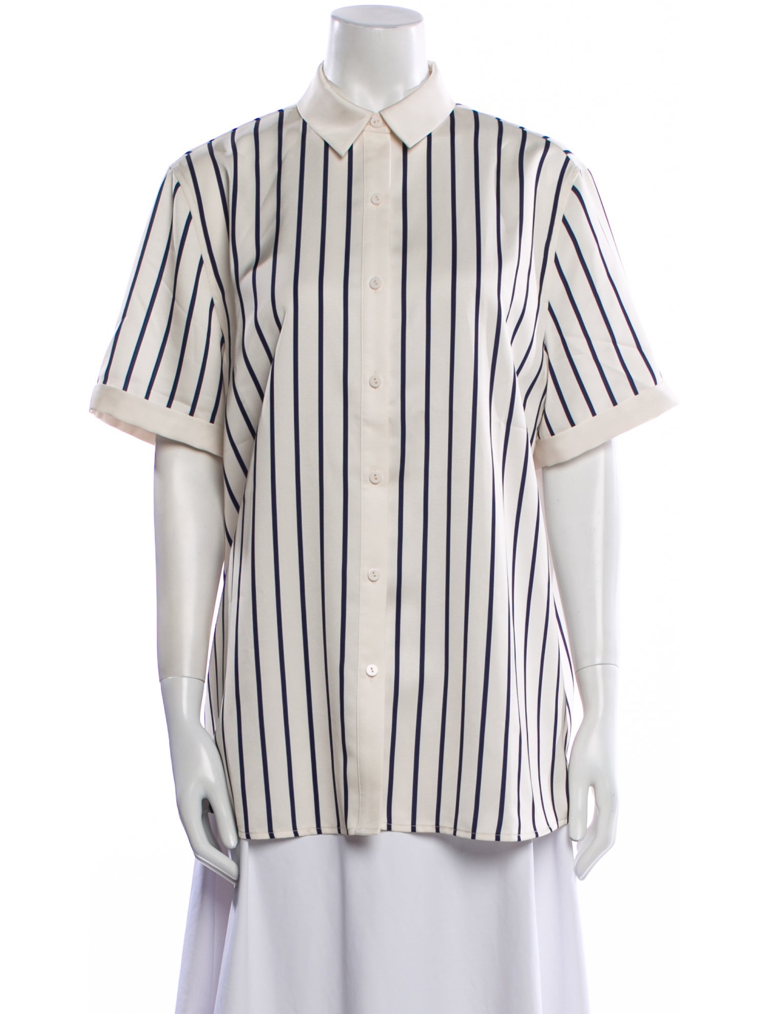 SER.O.YA Striped Short Sleeve Button-Up Top
