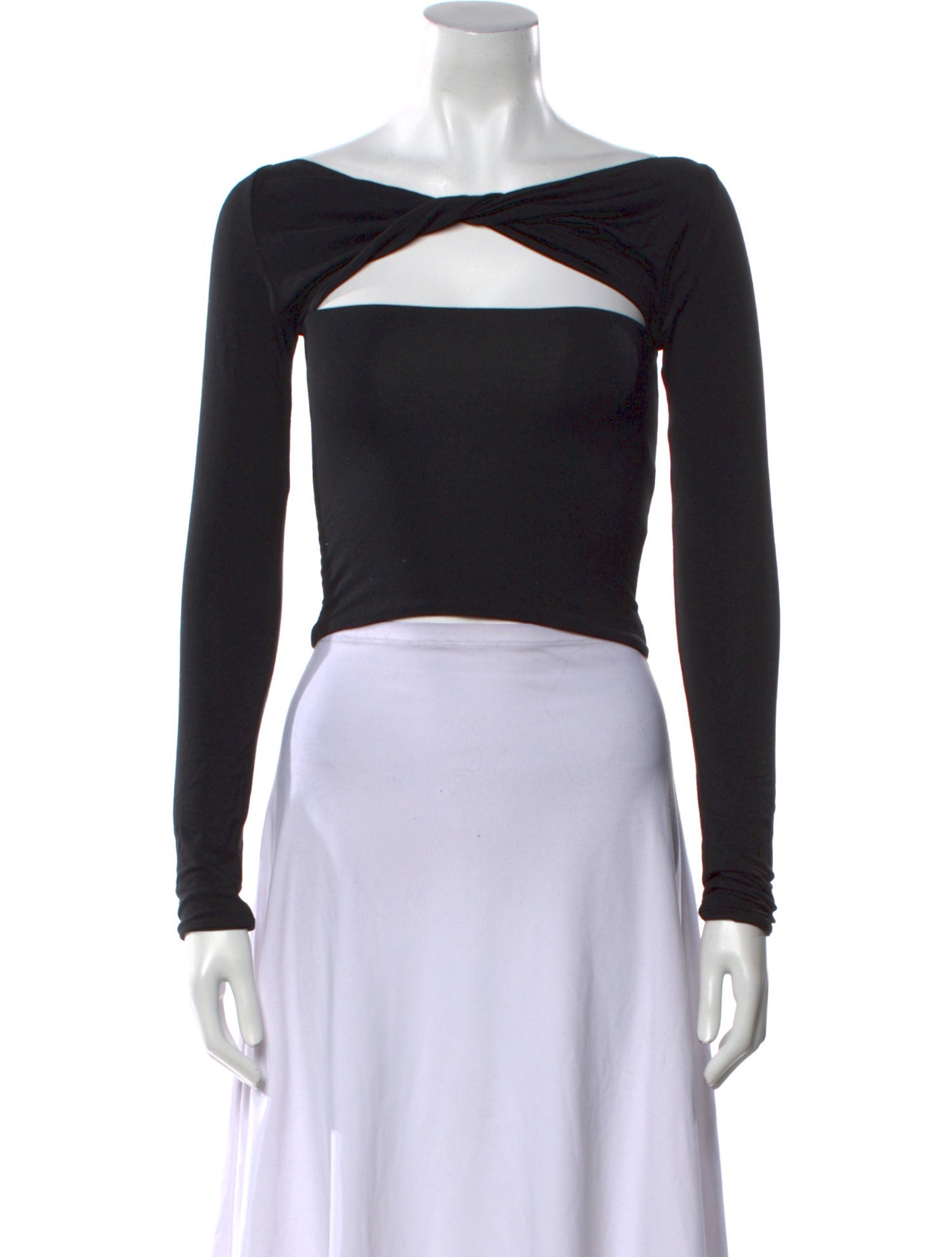 SER.O.YA Bateau Neckline Long Sleeve Crop Top