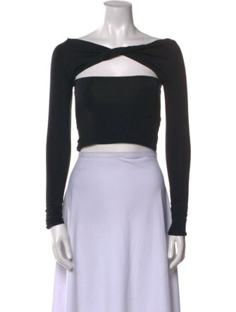 SER.O.YA Bateau Neckline Long Sleeve Crop Top