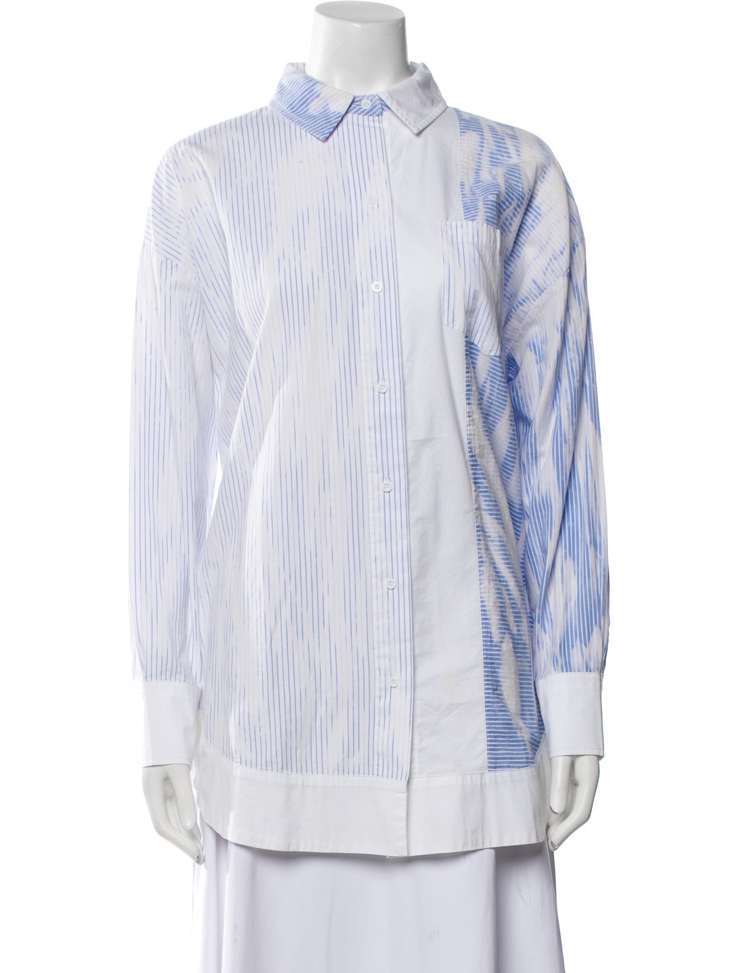 SER.O.YA Striped Long Sleeve Button-Up Top