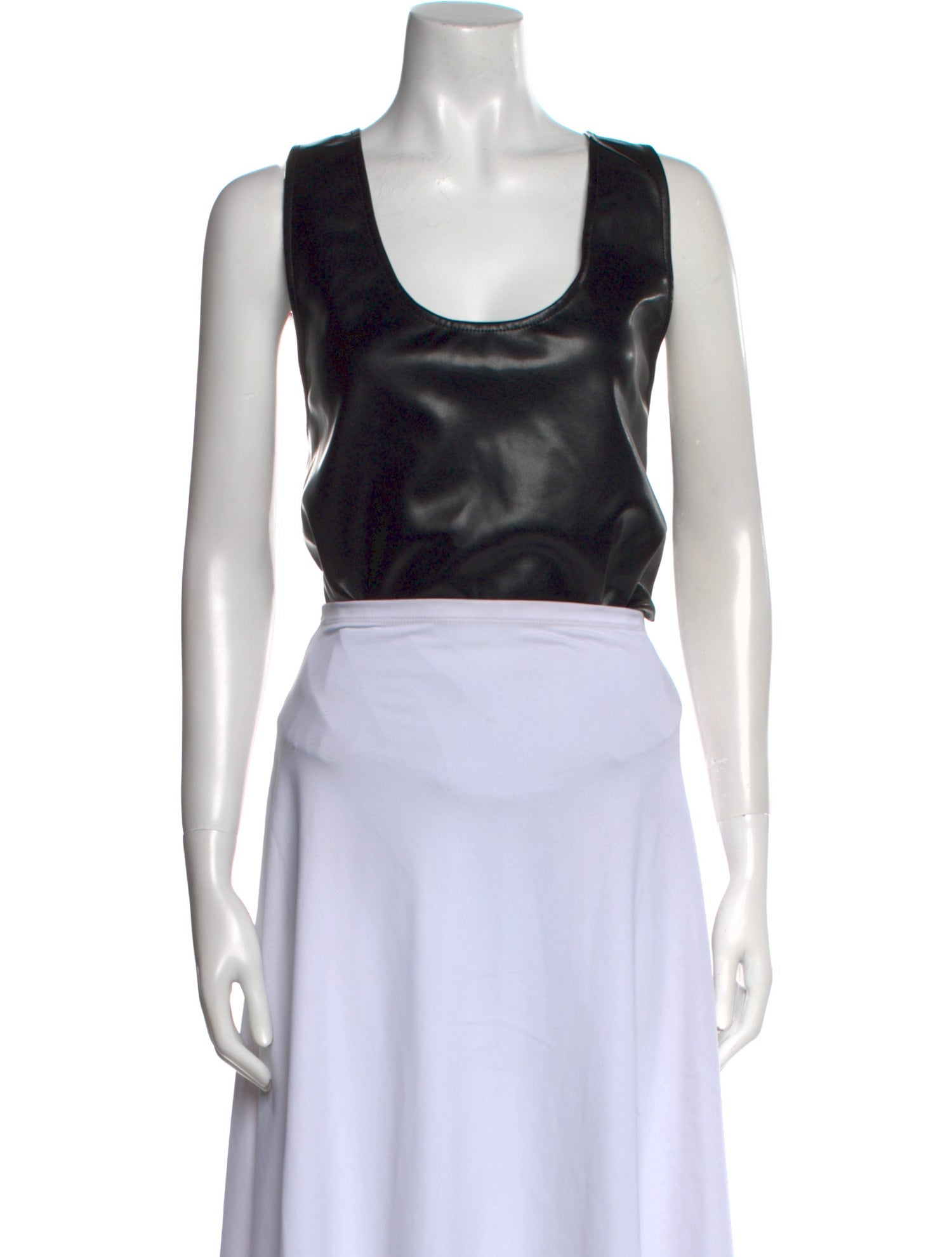 SER.O.YA Faux Leather Scoop Neck Crop Top