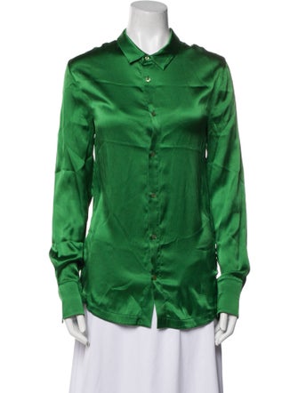 SER.O.YA Silk Long Sleeve Button-Up Top