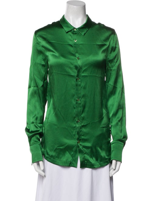SER.O.YA Silk Long Sleeve Button-Up Top