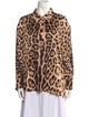 SER.O.YA Silk Animal Print Button-Up Top