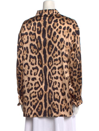SER.O.YA Silk Animal Print Button-Up Top