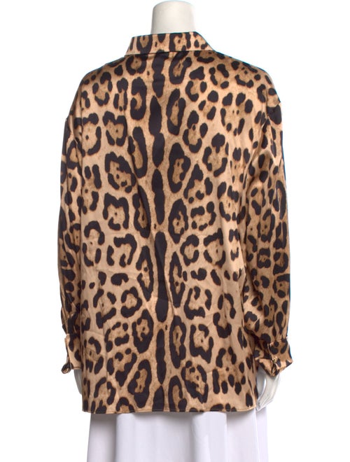 SER.O.YA Silk Animal Print Button-Up Top