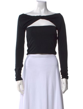 SER.O.YA Bateau Neckline Long Sleeve Crop Top