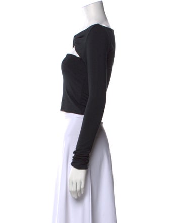 SER.O.YA Bateau Neckline Long Sleeve Crop Top