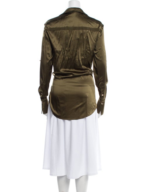 SER.O.YA Silk V-Neck Button-Up Top