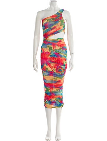 Pre-owned Ser.o.ya Printed Midi Length Dress W/ Tags In Orange