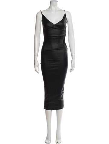 Pre-owned Ser.o.ya V-neck Midi Length Dress In Gray