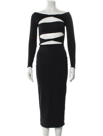 Pre-owned Ser.o.ya Bateau Neckline Midi Length Dress In Gray