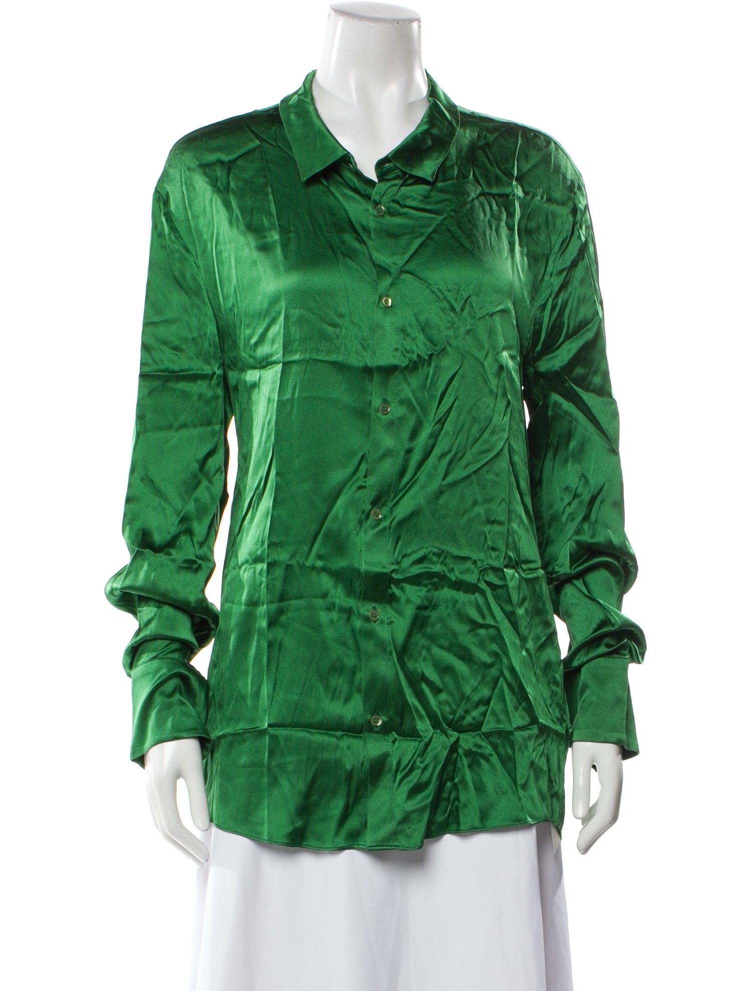 SER.O.YA Silk Long Sleeve Button-Up Top