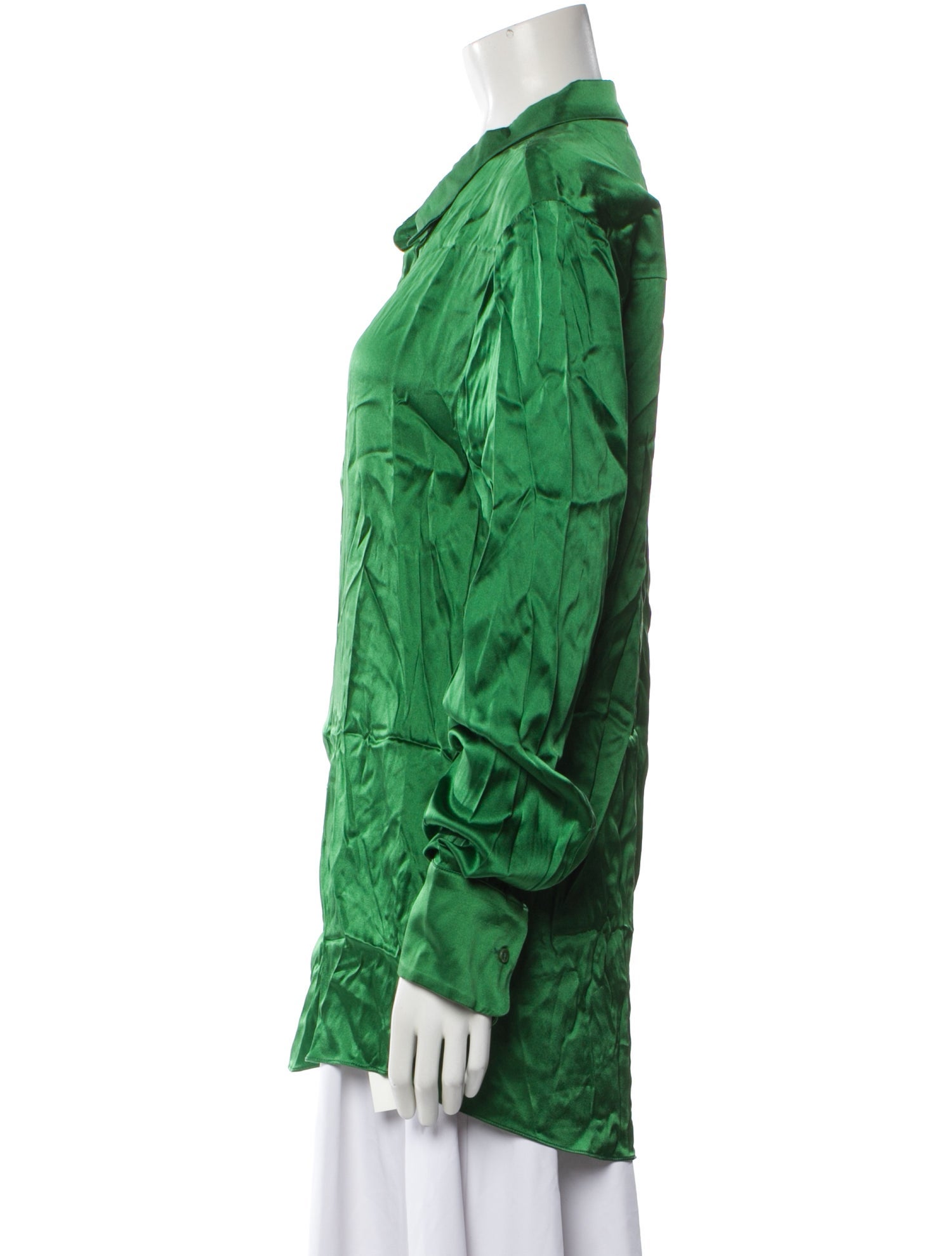 SER.O.YA Silk Long Sleeve Button-Up Top