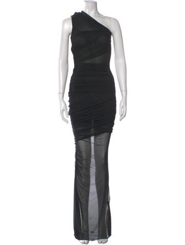 Pre-owned Ser.o.ya One-shoulder Long Dress In Black