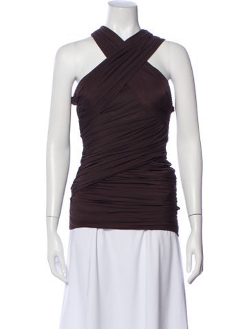 Pre-owned Ser.o.ya Halterneck Sleeveless Crop Top In Brown