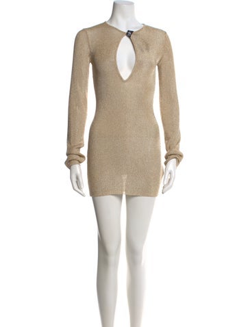 Pre-owned Ser.o.ya V-neck Mini Dress W/ Tags In Neutral