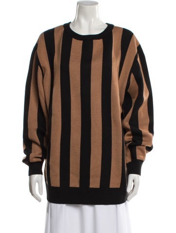 Pre-owned Ser.o.ya Striped Scoop Neck Sweater In Brown