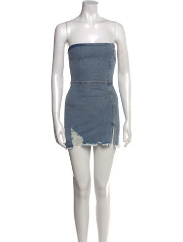 Pre-owned Ser.o.ya Strapless Mini Dress In Blue