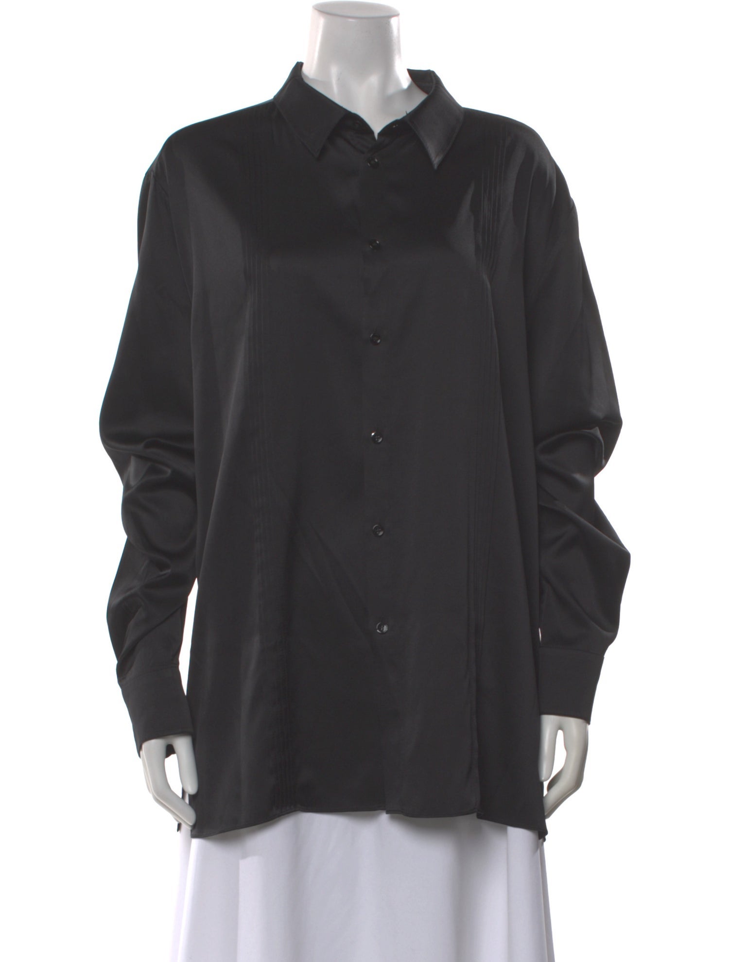 SER.O.YA Silk Long Sleeve Button-Up Top
