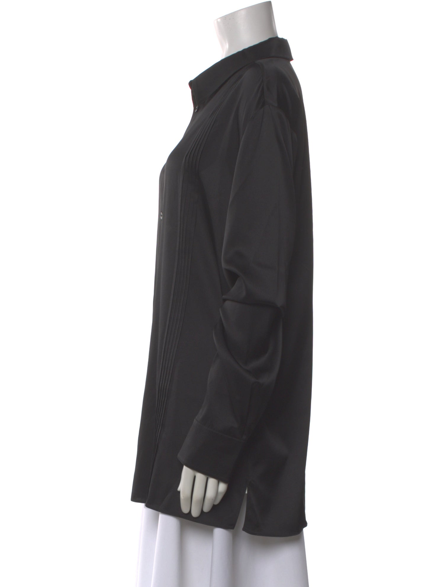 SER.O.YA Silk Long Sleeve Button-Up Top