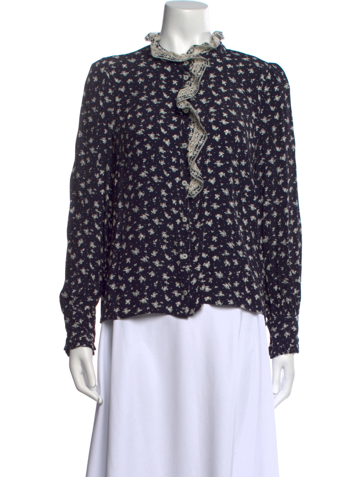 Sézane x Sea New York Floral Print Mock Neck Blouse