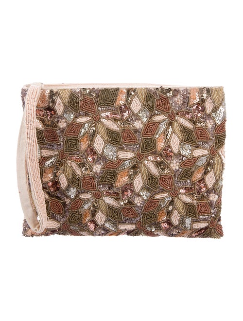 Sézane Bead-Embellished Zip Pouch Silver