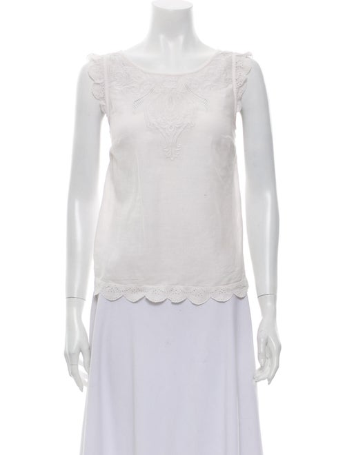 Sézane Scoop Neck Sleeveless Top White