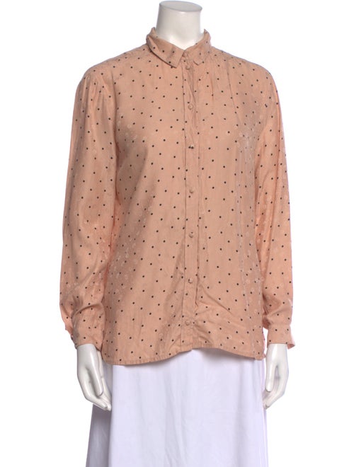 Sézane Silk Polka Dot Print Button-Up Top