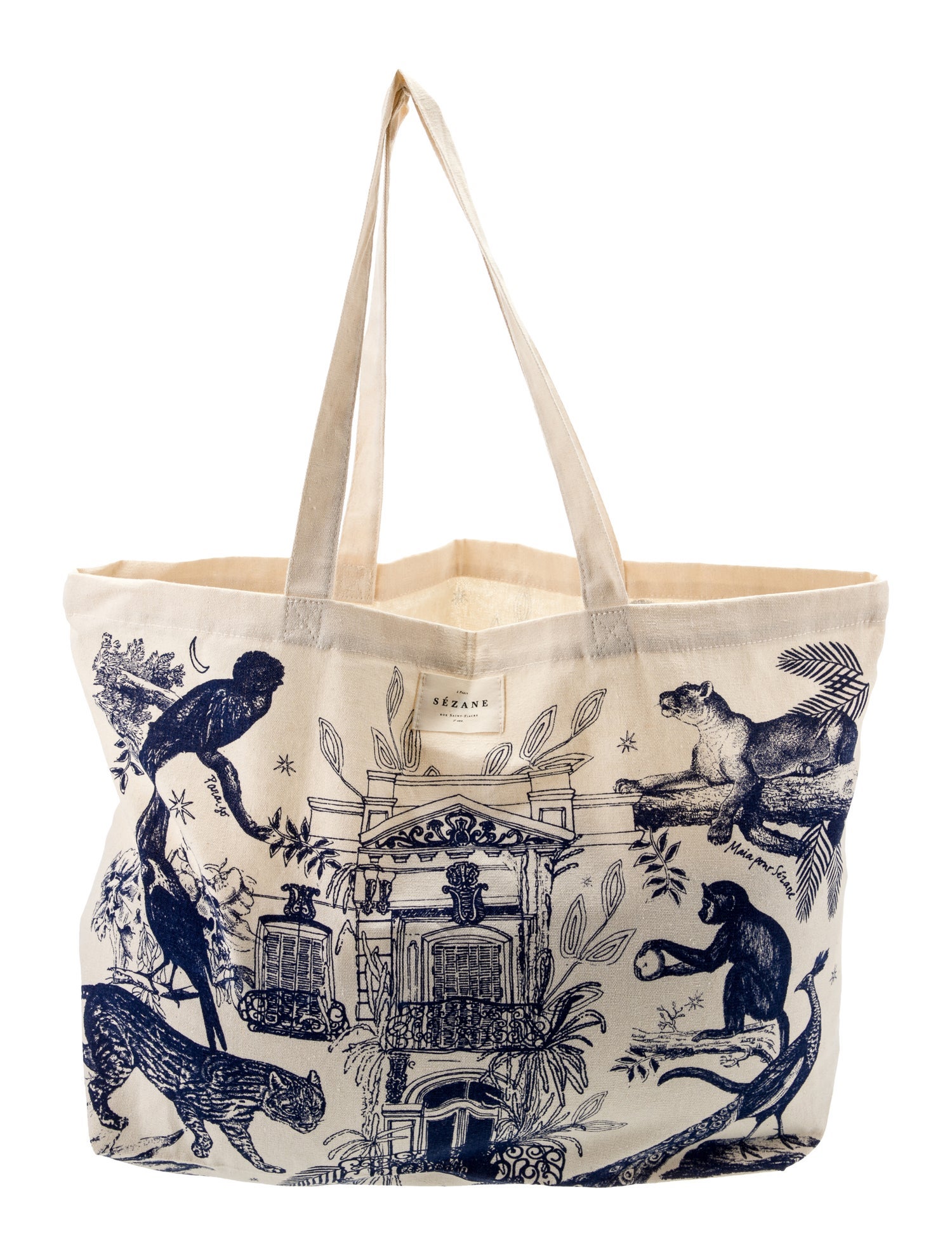 Sézane Printed canvas Tote Bag - Neutrals Totes, Handbags
