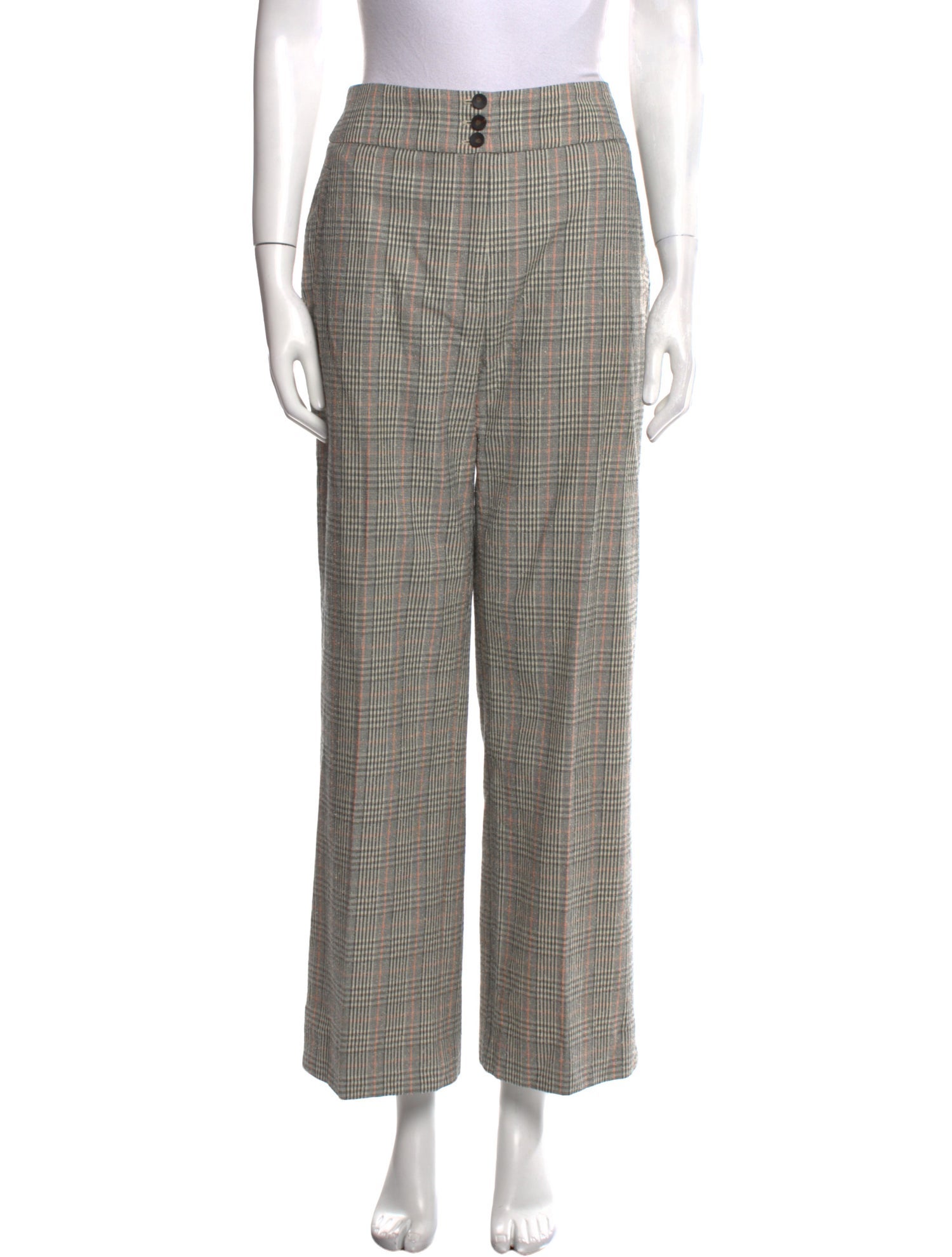 Sézane Plaid Print Wide Leg Pants