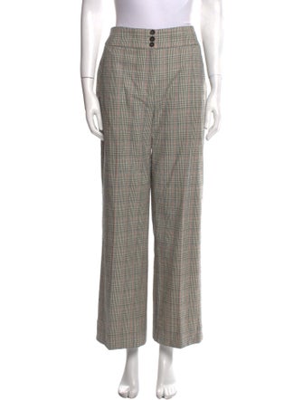 Sézane Plaid Print Wide Leg Pants